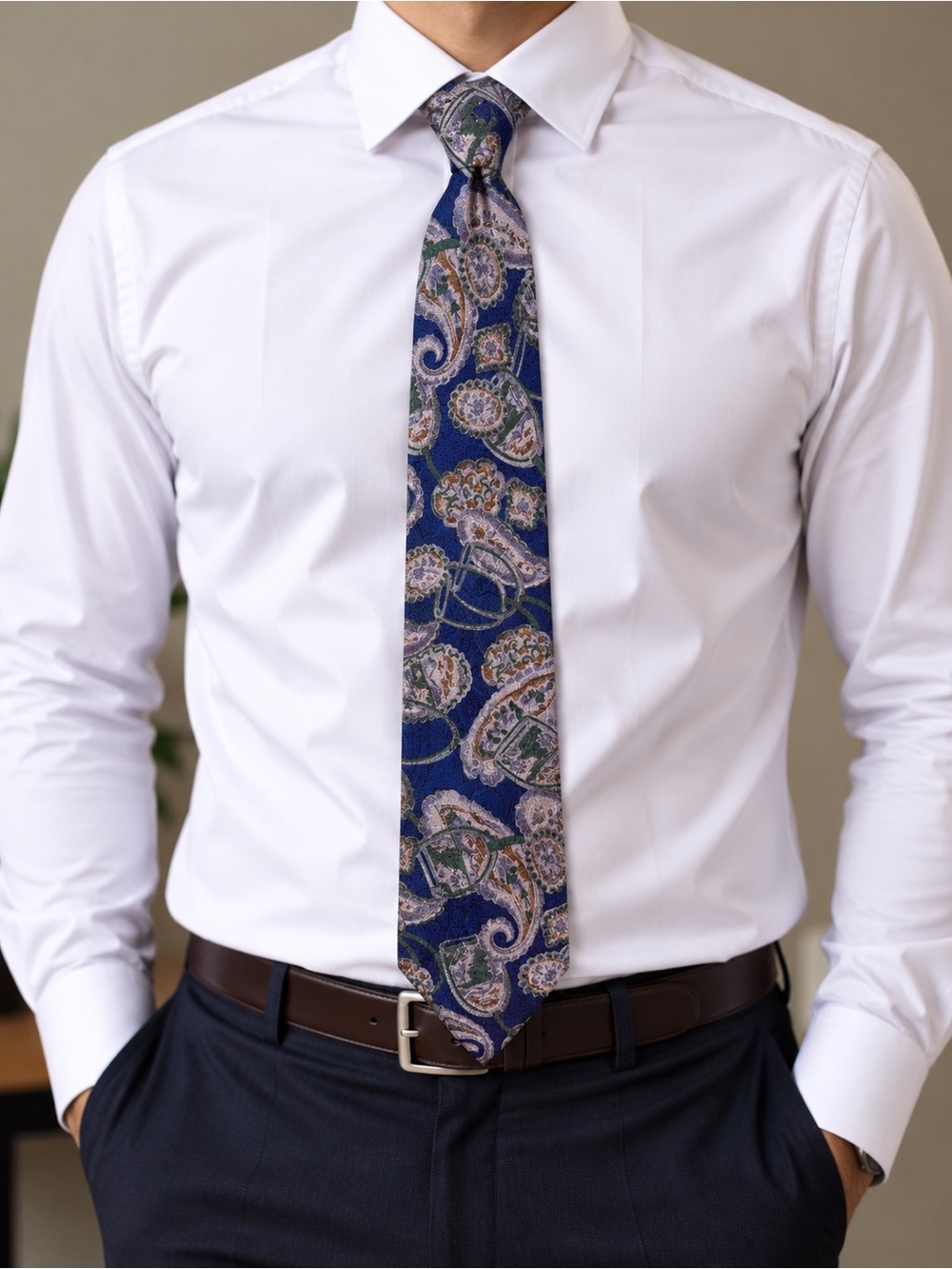 Cesare Di Pino Made in Italy Navy Paisley 100% Silk Tie